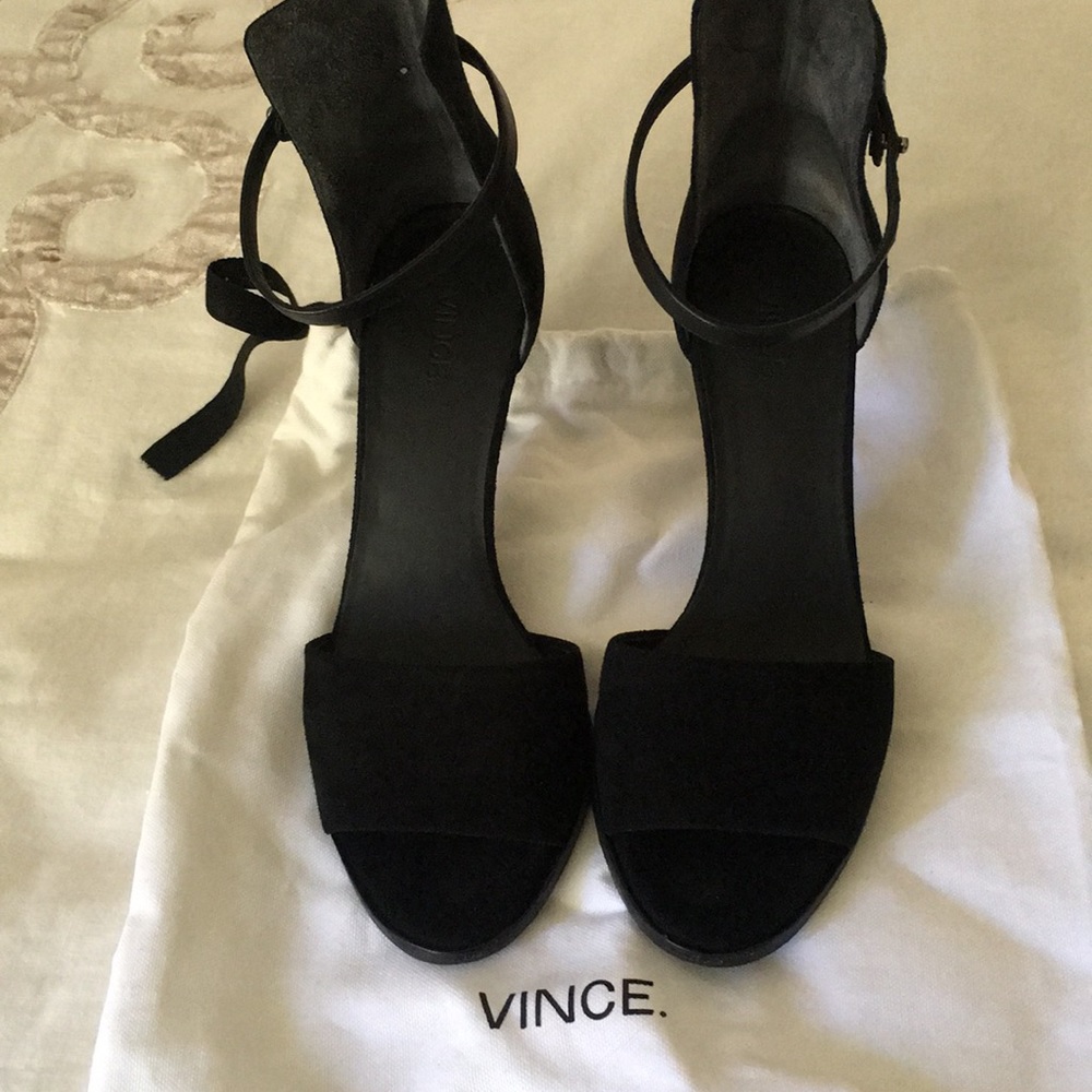 Vince black suede heels